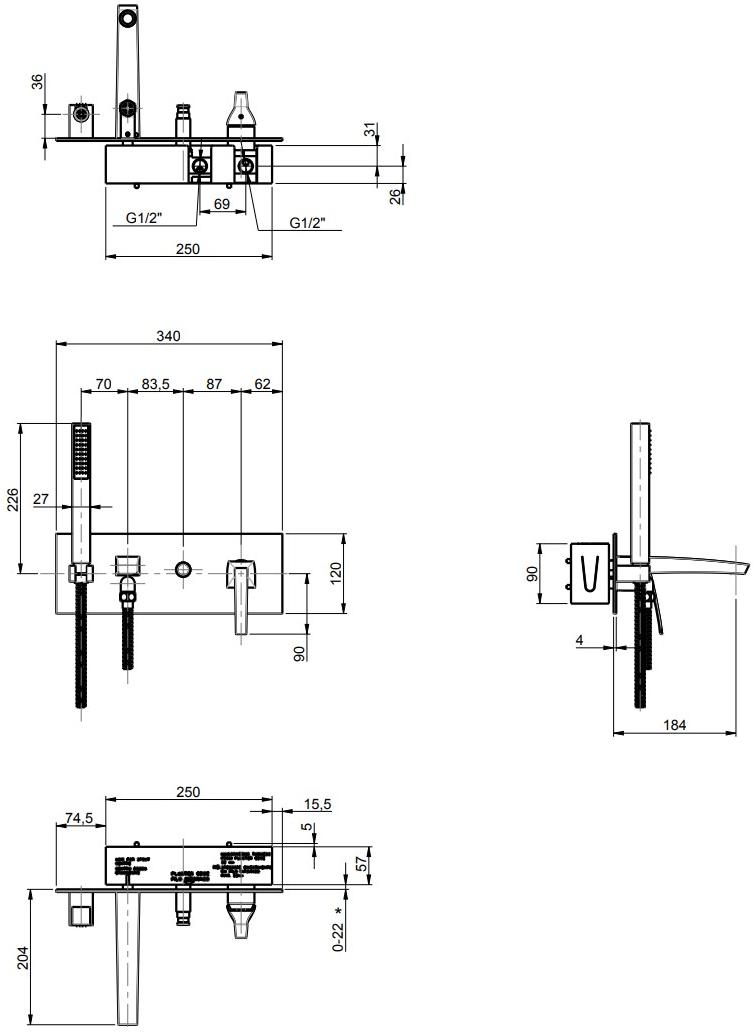 Rubinetterie Frattini Смеситель для ванны однорычажный с душем встраиваемый Luce suite sun-id-1457887 - Вид №1