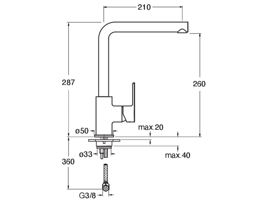 Смеситель для кухни с одной ручкой CRISTINA Rubinetterie Prime ARCH-00057909 - Вид №2