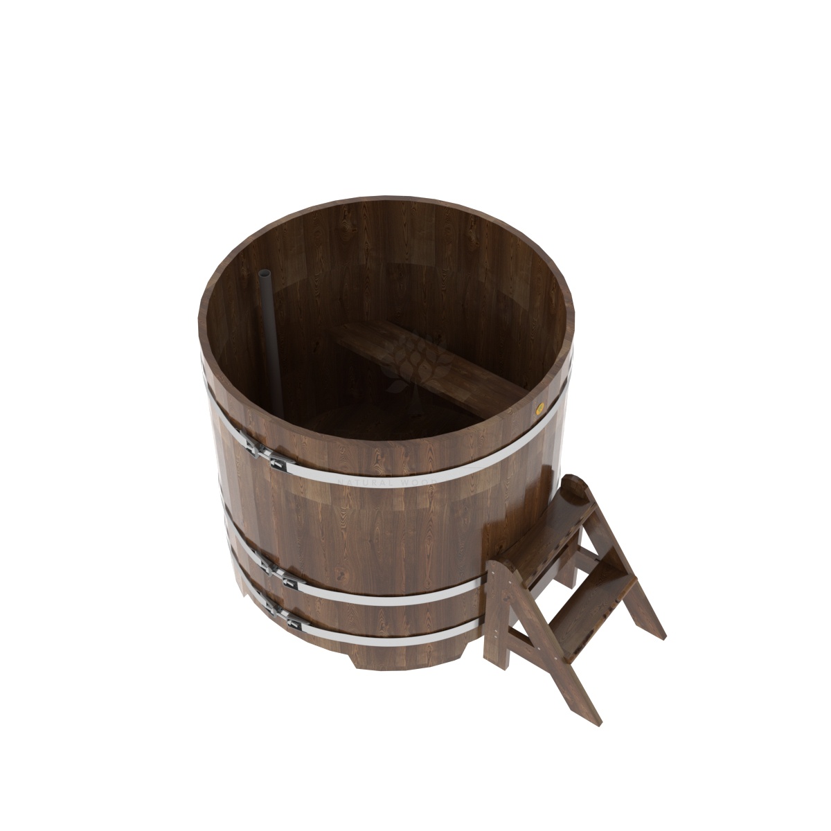 1504 Купель круглая из сращенных ламелей лиственницы d=1,17х1,1 морёная Alyarus  - Вид №1