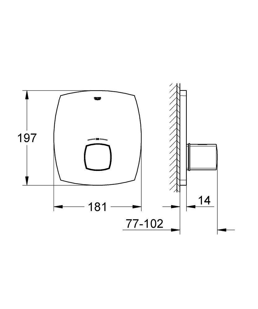 19941000 Внешняя часть центрального термостатического смесителя Grohe Grandera хром - Вид №1