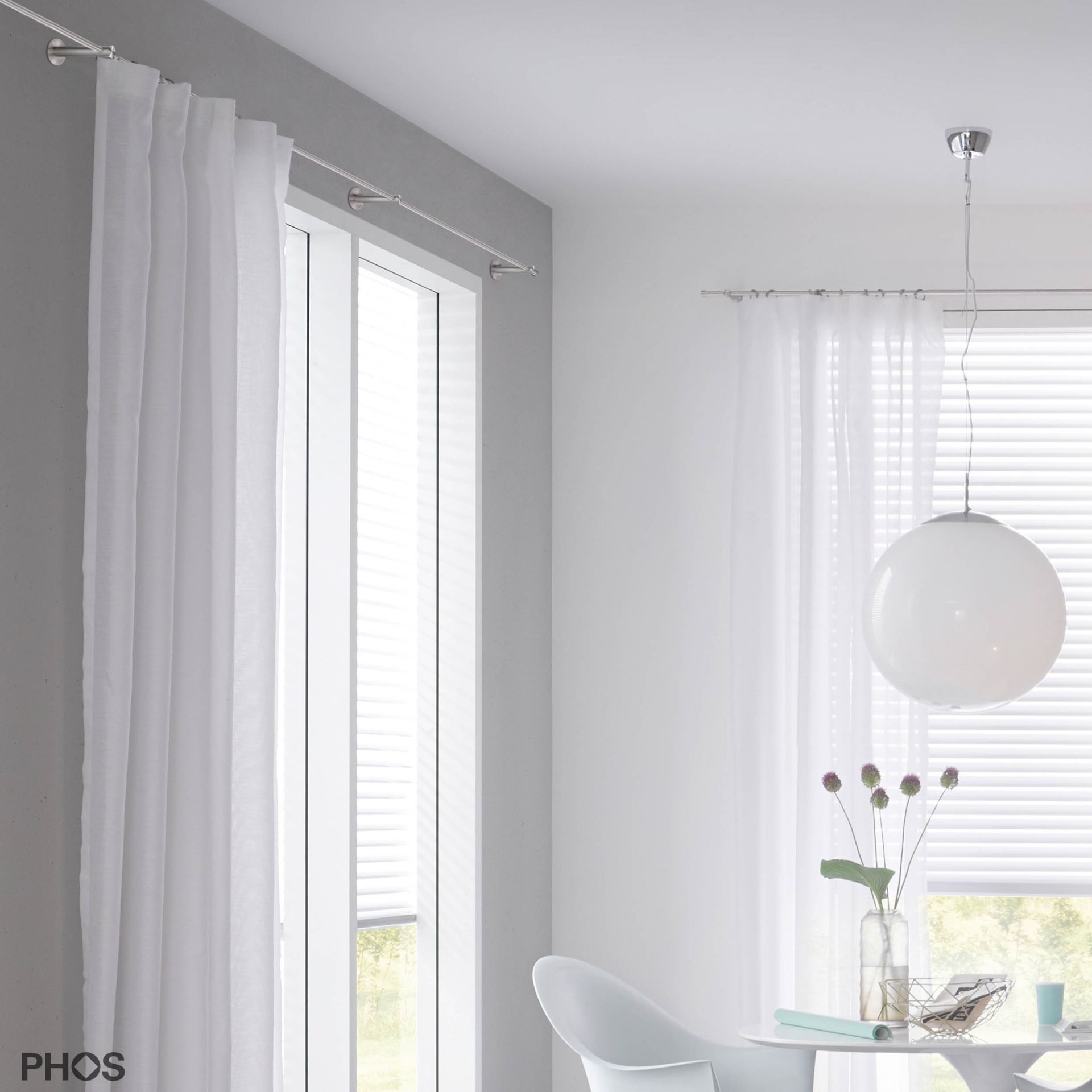 VS20-140-1400 Комплект карнизов: 140 см с 2 кронштейнами (большое расстояние от стены) PHOS  - Вид №3