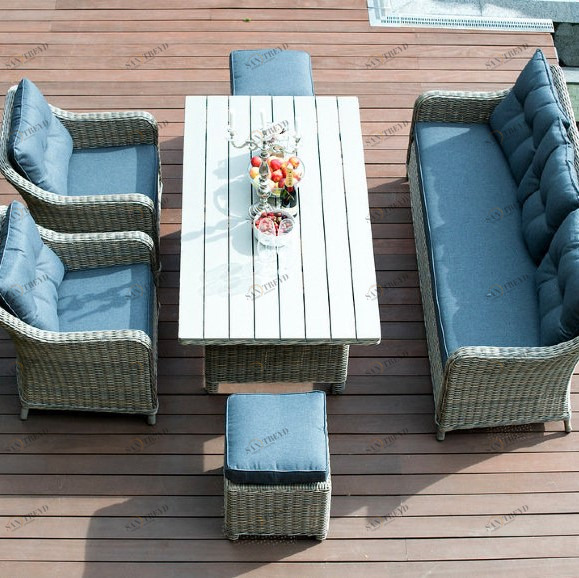 Мебель для дачи серая, диван кресла и столик на 6 персон "Сардиния" BESTA FIESTA  132665 Коричневый 