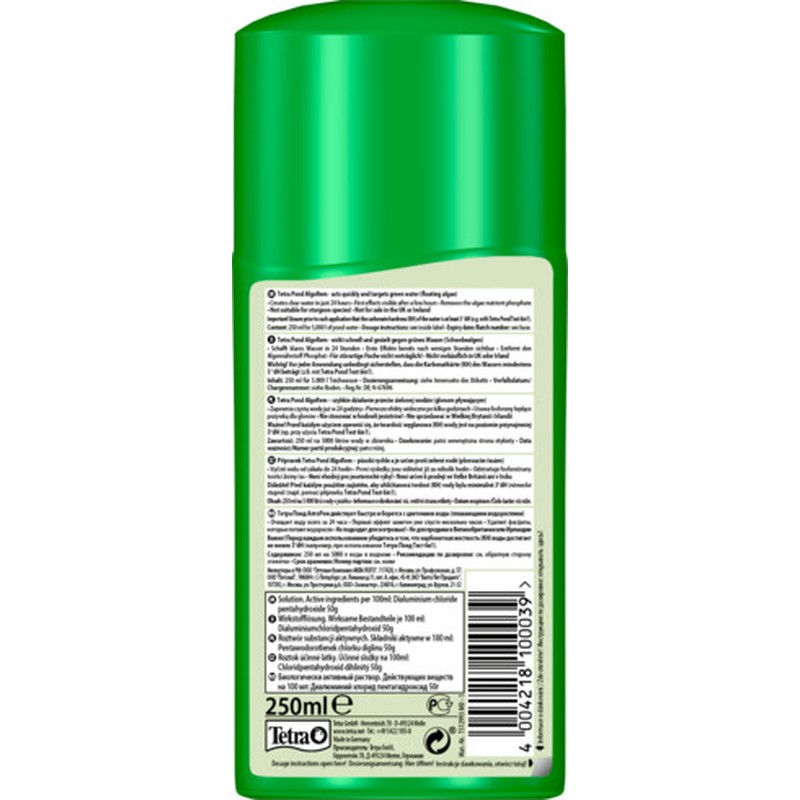 Т00017173 Средство ПОНД АЛГО РЭМ для борьбы с мутной зелёной водой в пруду, 250мл TETRA  - Вид №1