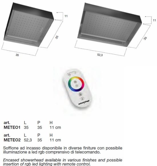 Нержавеющая сталь утопленная душевая головка с хромотерапией Antoniolupi METEO ARCH-00126070 - Вид №2