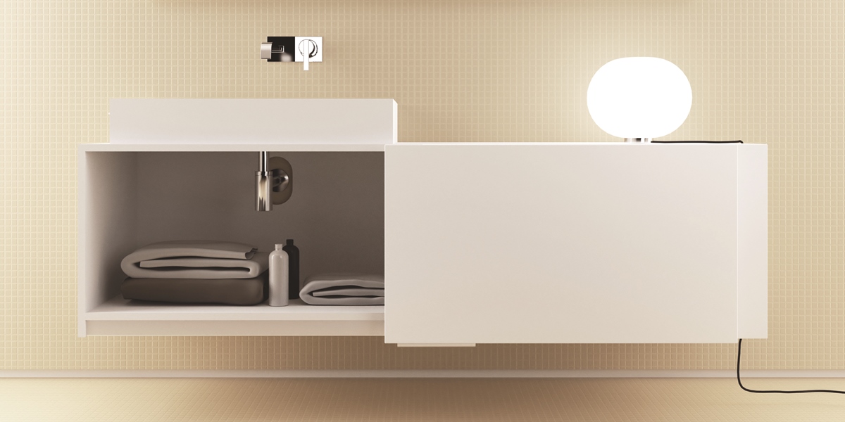 Moma Design Тумба подвесная с раздвижными дверками 1400 Emotion Slide 500 белая S45026145LO - Вид №1