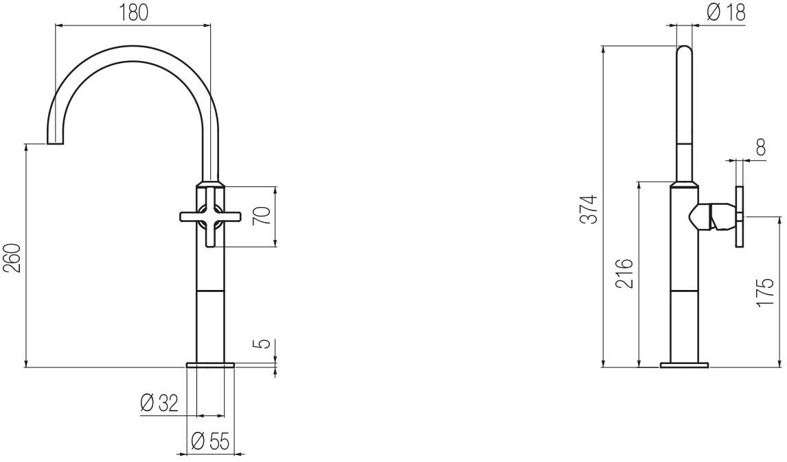GEDA Смеситель для раковины приподнятый Hugò Hug3 Santreyd Hugo - Вид №2