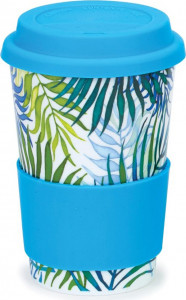 10632214 Dunoon Кружка с силиконовой крышкой Dunoon "Пальмовая ветвь" 440мл Фарфор костяной