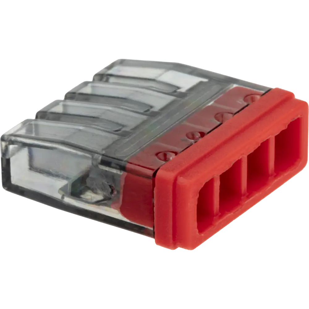 84509780 Клеммы монтажные самозажимные с пастой Duwi СМК 772-204 4-проводные 2,5мм² прозрачные 5шт 26730 0 STLM-1107525  - Вид №1