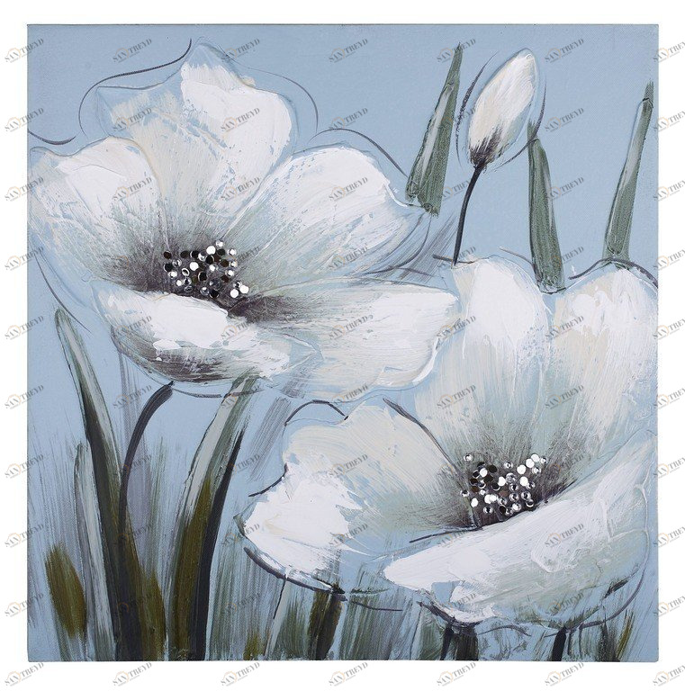 Картина пастельных тонах с глиттером 40х40 см бело-голубая Tomas Stern TOMAS STERN  00-3872648 Белый;голубой;разноцветный 