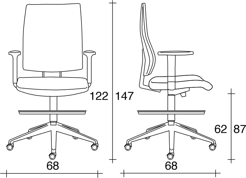 Офисное кресло из ткани с колесами для рисовальщика с 5 спицами TALIN Ally ARCH-00146133 - Вид №1