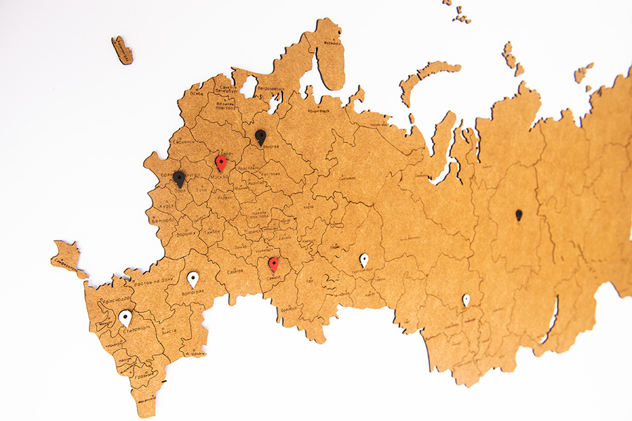 19-26 Карта-пазл wall decoration "российская федерация" с городами, 98х53 см коричневая Mimi  - Вид №12