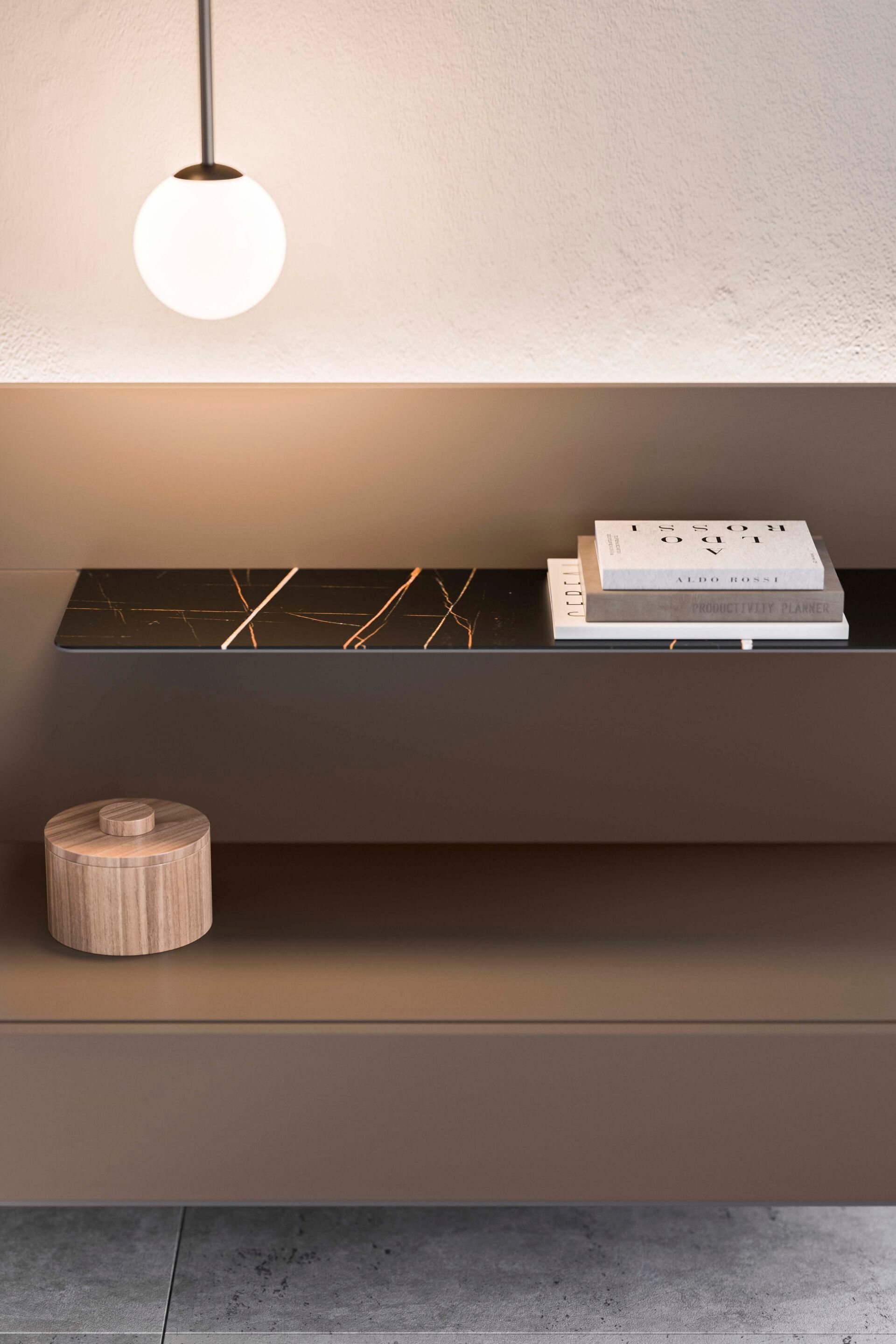 Высокое изголовье для двуспальной кровати со встроенными тумбочками Alf DaFrè SUITE SYSTEM 2 ARCH-00143538 - Вид №27