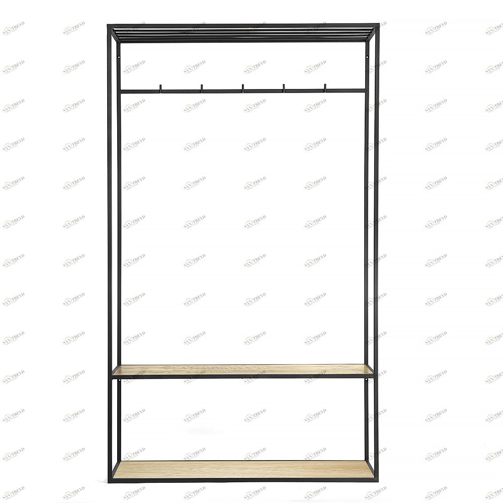 Вешалка в прихожую с полкой черная, светлый дуб Hallra 2 black INTELLIGENT DESIGN ВЕШАЛКИ HALLRA 261052 Коричневый;черный 
