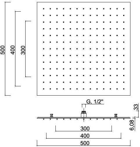 Rubinetteria Giulini Встраиваемая в потолок лейка дождевого душа из нержавеющей стали Pablolux F1725-50 - Вид №1