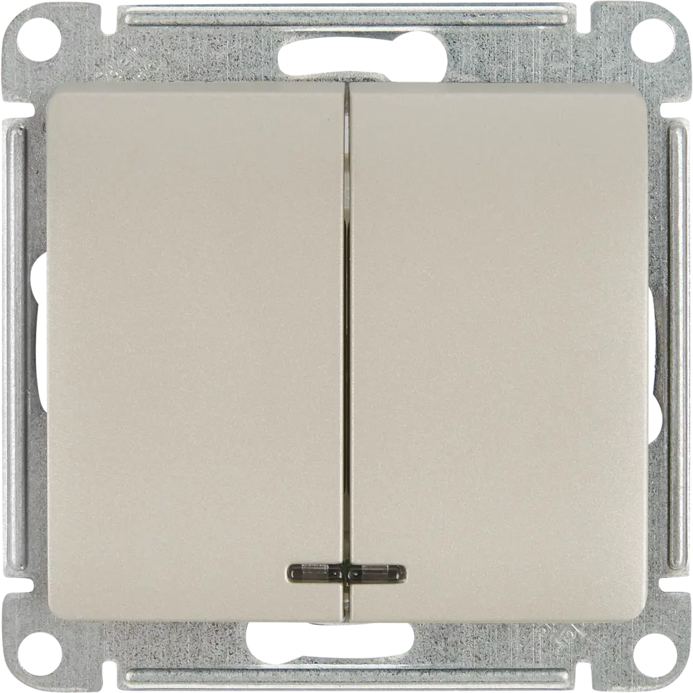 Выключатель проходной встраиваемый Systeme Electric Glossa СХ5А 2 клавиши с подсветкой цвет платиновый STLM-2013189