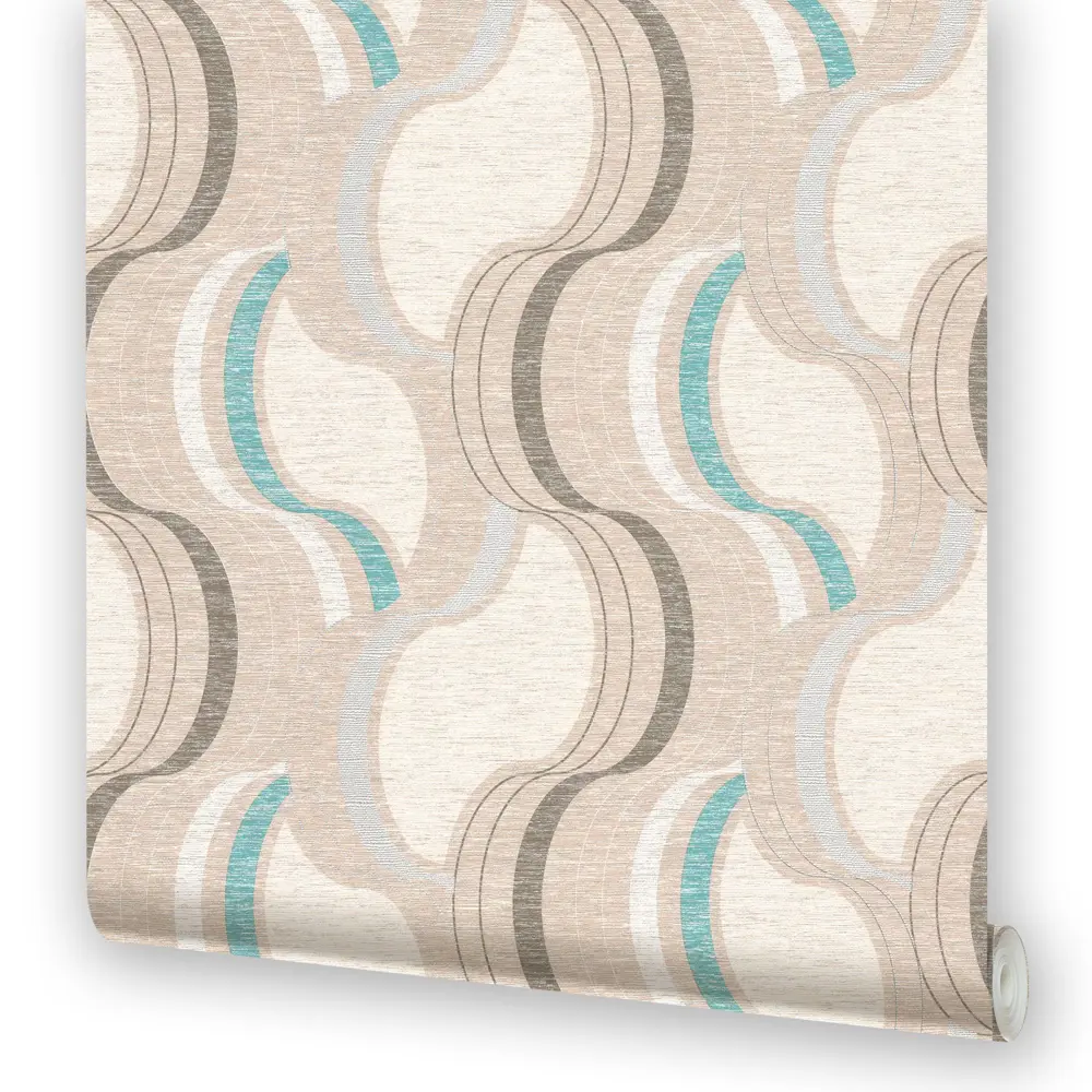 Обои бумажные Московская обойная фабрика Волны бежевые 0.53 м 238862-2 18580710 STLM-2003583
