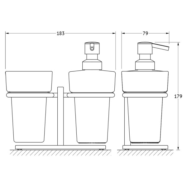 Держатель с матовыми стаканом и дозатором настольный Ellux DOMINO DOM 003-C04 sun-id-561296 - Вид №1