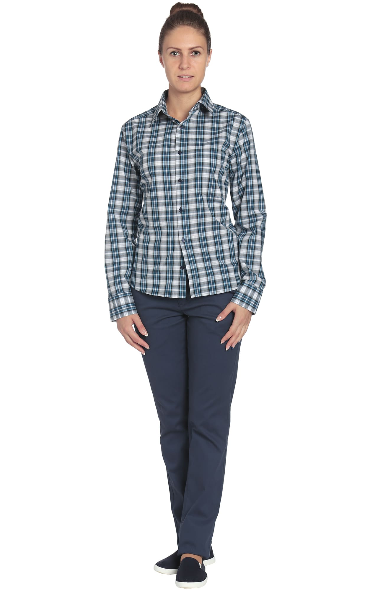 67805 Рубашка в клетку plaid blue (шотландка синяя) HIPSTER  Толстовки, рубашки, футболки, тенниски  размер 44 (88)  - Вид №1