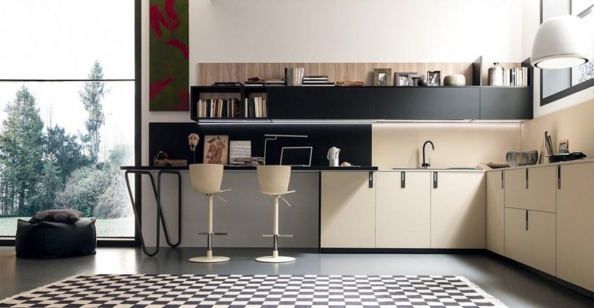 Febal Casa Линейная встроенная кухня из fenix-ntm® sun-id-1363176 - Вид №3