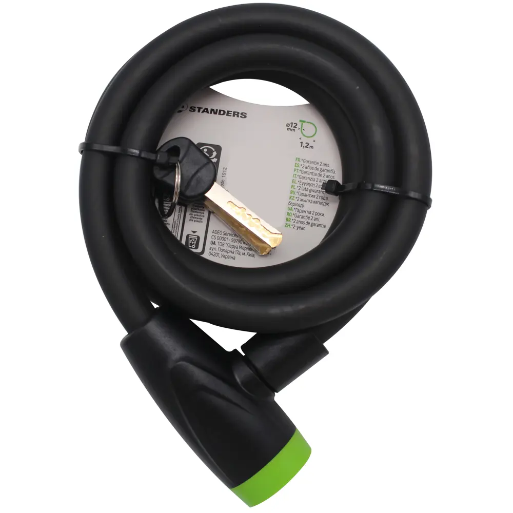 Велосипедный замок Standers с защитным тросом 12 мм 82247316 STLM-0023069 - Вид №3