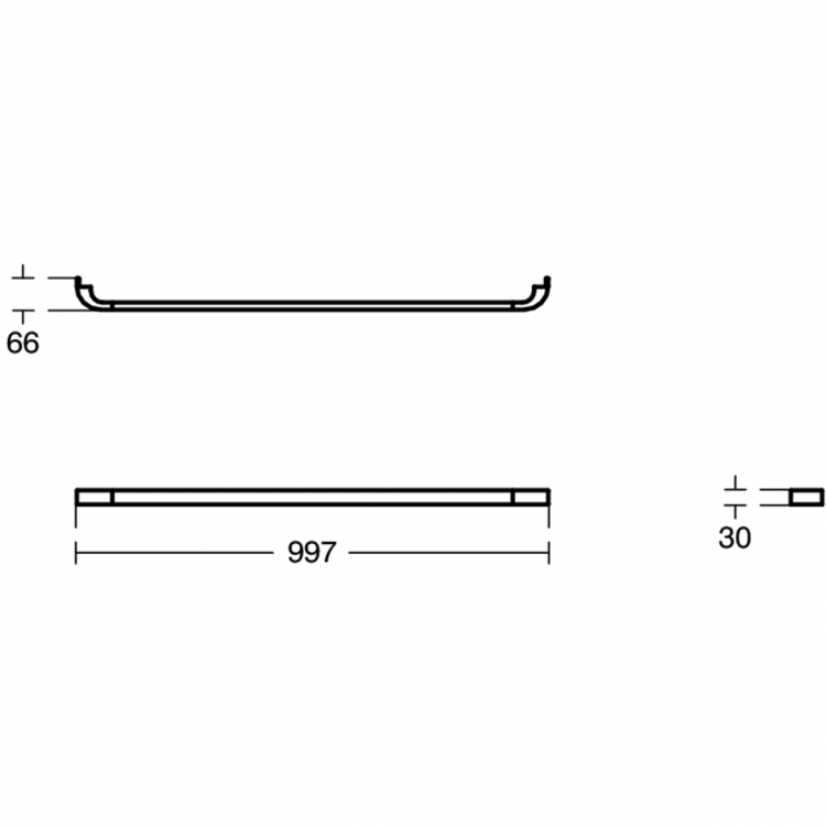 R4360AA Ручка для тумбы и декоративного модуля 997x66x30 мм для раковины Ideal Standard TONIC II - Вид №4