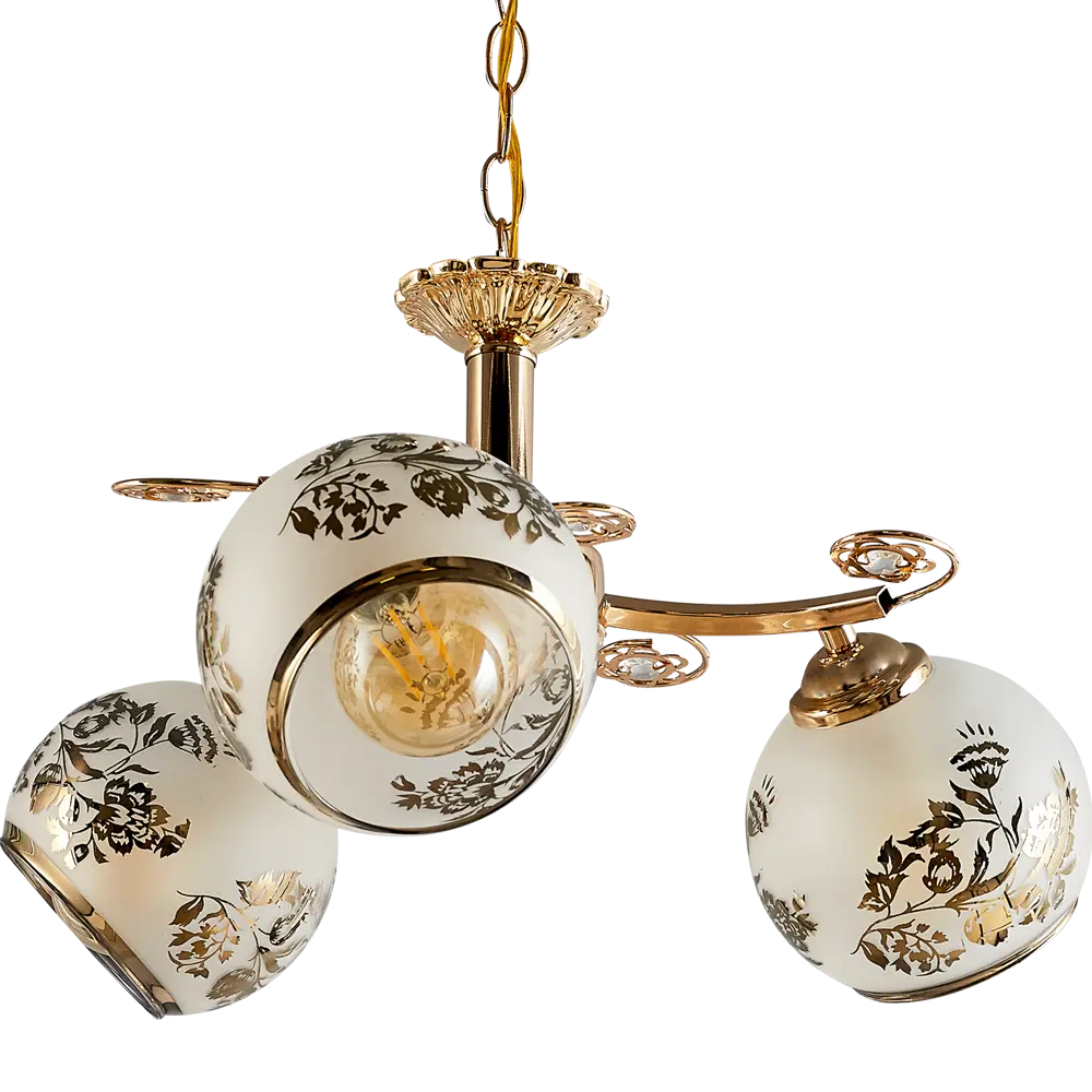 Люстра подвесная «Руно» КС30065/3P, 3 лампы, 9 м², цвет золотой КЛЮЧНИК STLM-2003955 - Вид №1