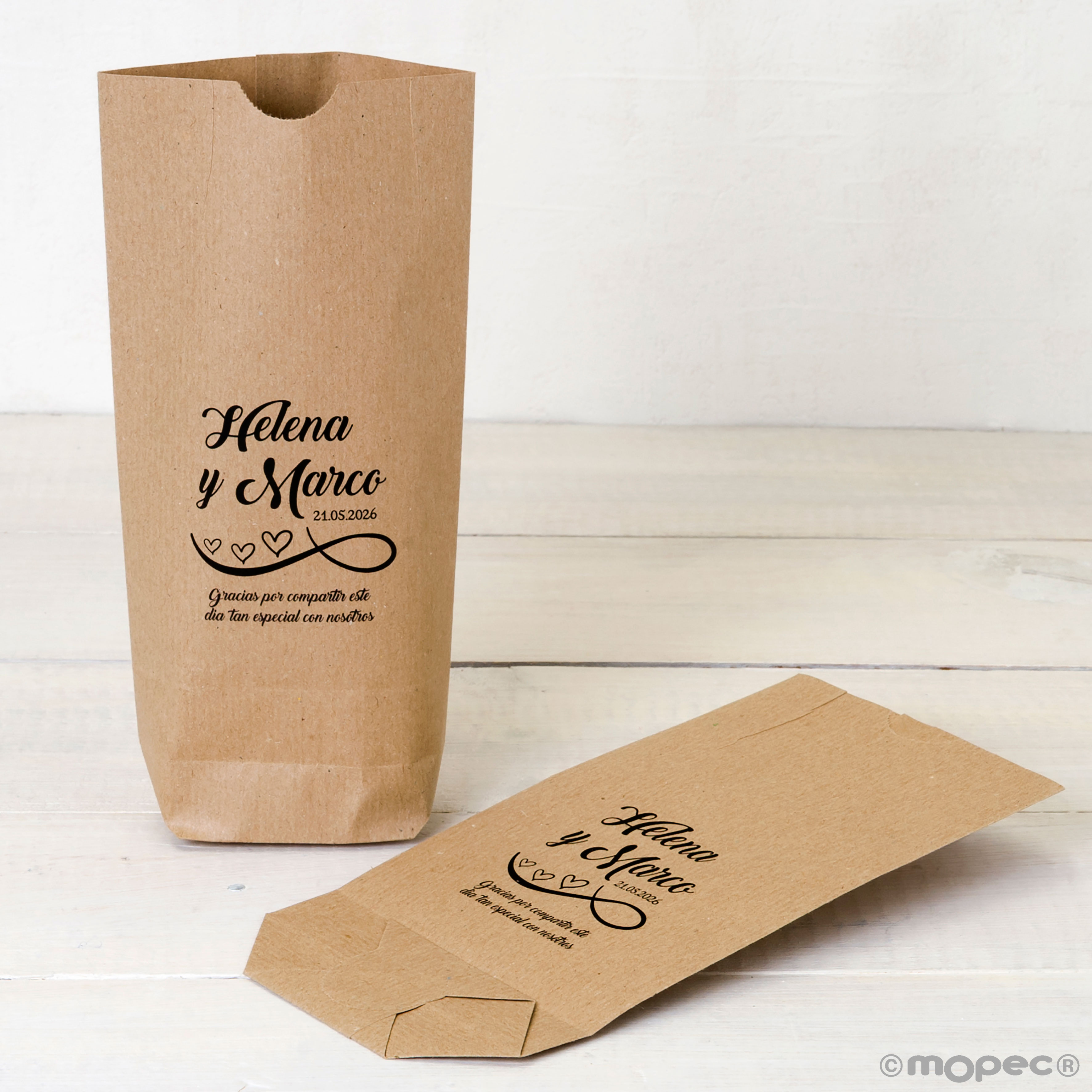 E107.07.1 PERS Индивидуальная сумка kraft «спасибо за поделиться…», 50 единиц Dekoraniaevents Bodas 