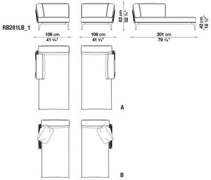 B&B Italia Outdoor Садовый лежак из ткани Ribes sun-id-1476475 - Вид №11