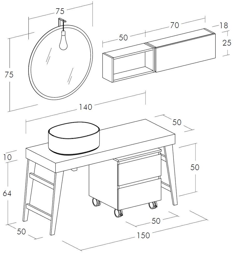 LEGNOBAGNO Тумба под умывальник из ели с вешалкой для полотенец Freedom lineare sun-id-1483135 - Вид №3