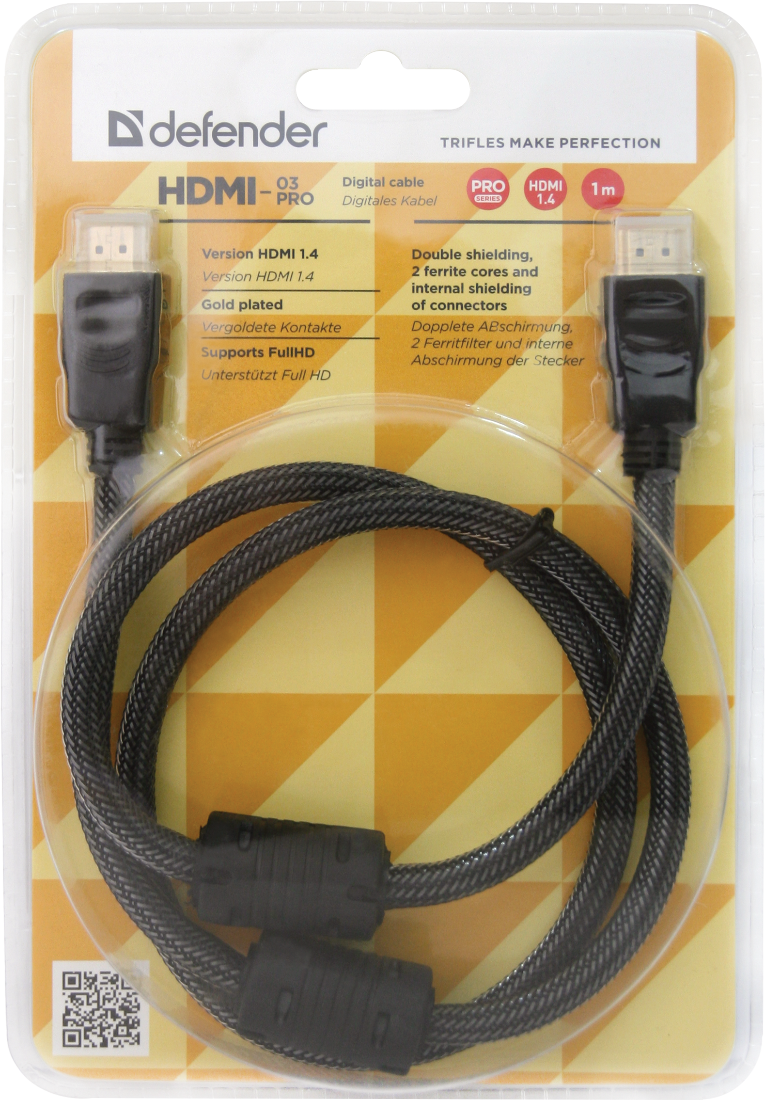 87340 цифровой кабель hdmi-03pro hdmi m-m, ver 1.4, 1.0 м Defender Santreyd  - Вид №2