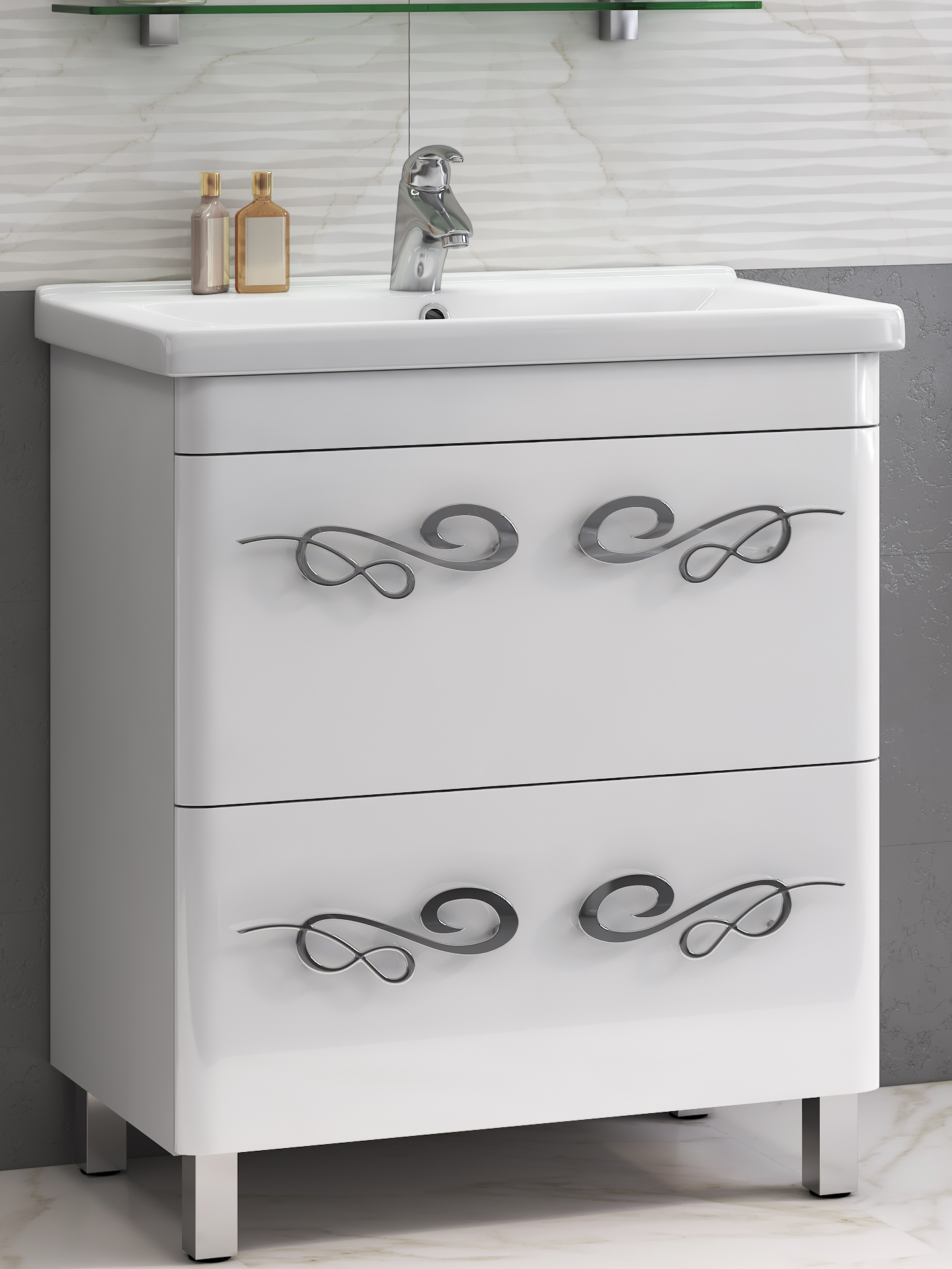 Тумба Olivia-2 700 (Olivia)700⨉430⨉830 мм белый Santreyd sun-id-664497 - Вид №1