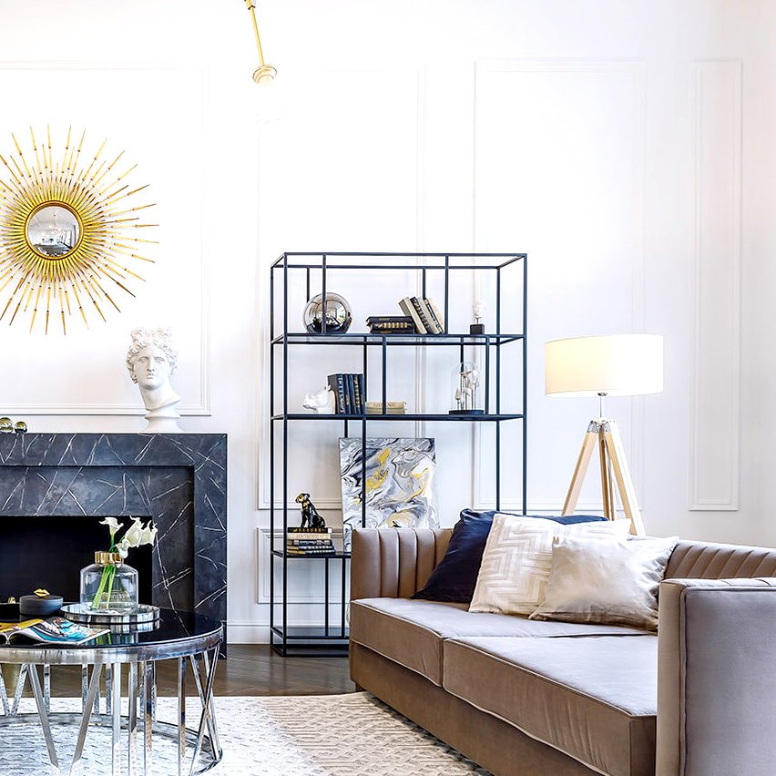 Стеллаж металлический черный со стеклянными полками Makella black INTELLIGENT DESIGN СТЕЛЛАЖ MAKELLA 260744 Черный  - Вид №1