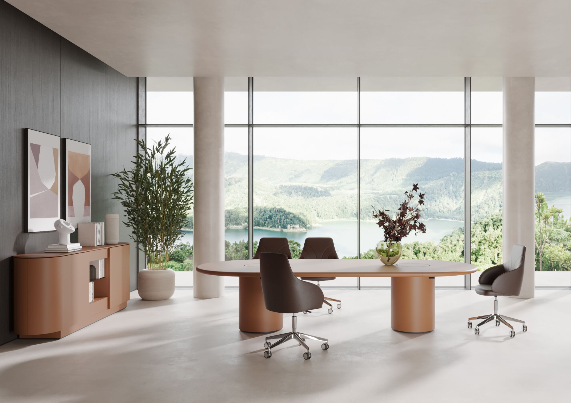 Деревянный овальный стол для совещаний с системой люверсов PROF Dea ARCH-00036687 - Вид №3