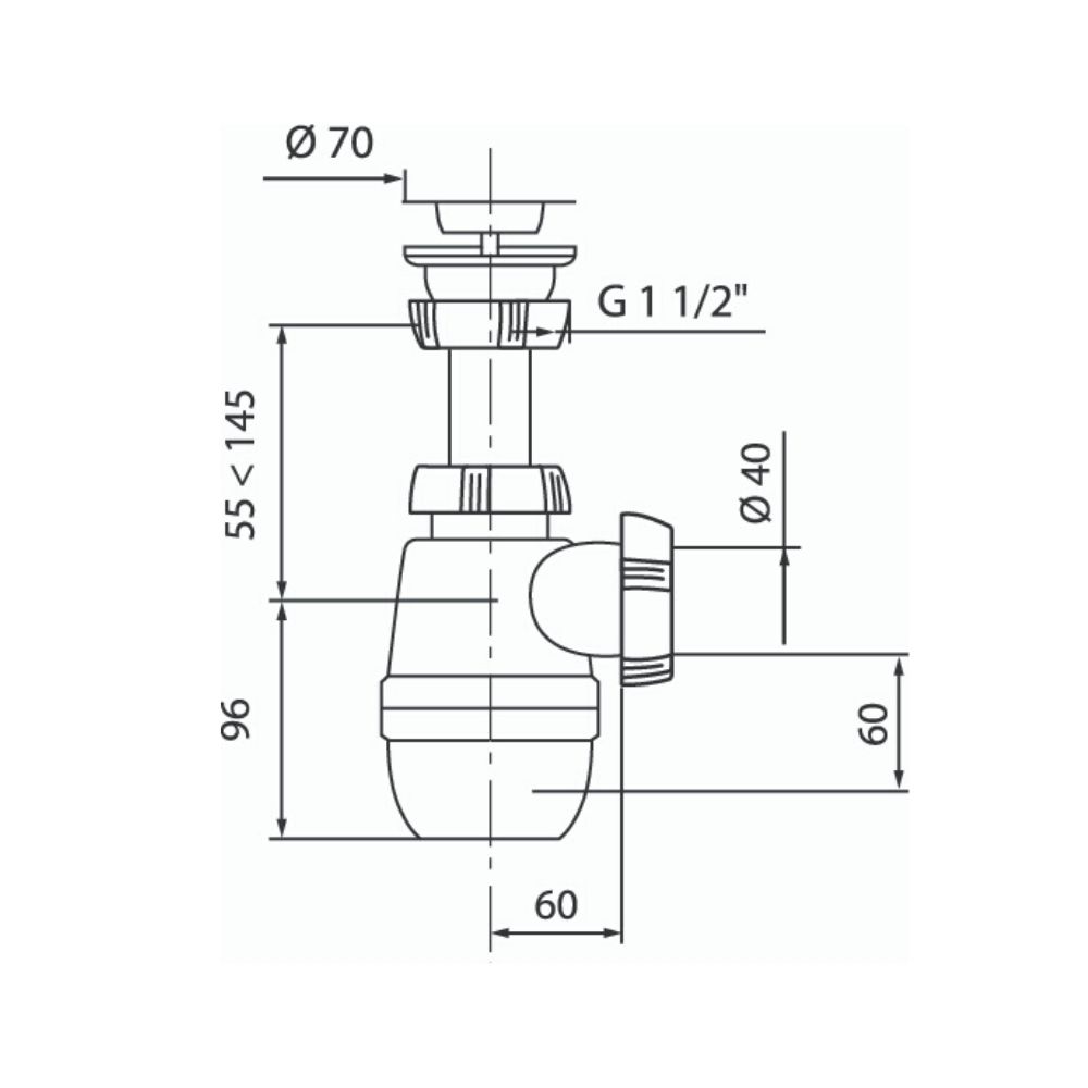Сифон МИНОР с выпуском 1 ?  х 40 мм (30718024) 30718024 Santreyd  - Вид №1