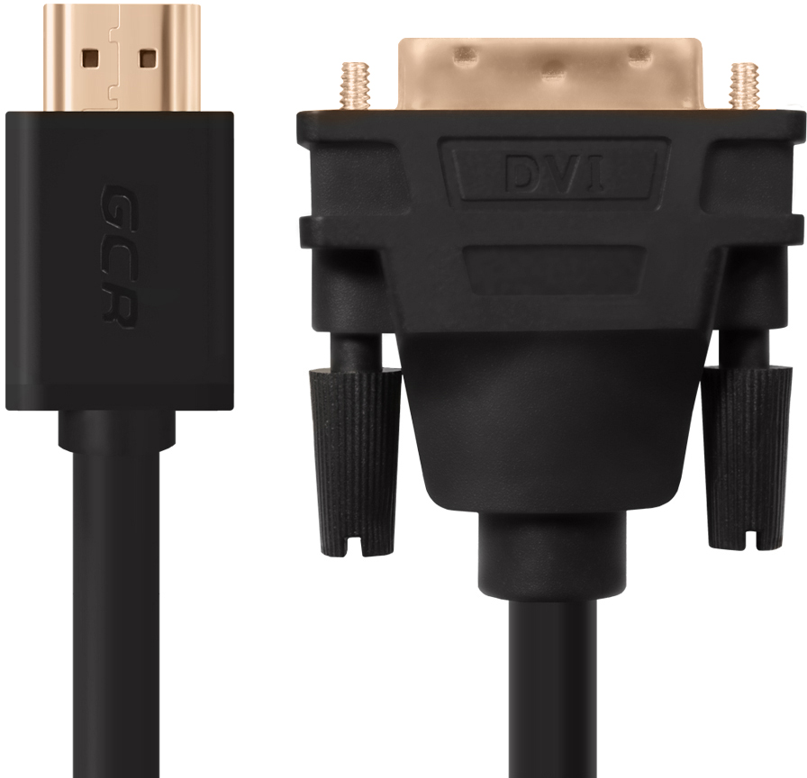 GCR-HD2DVI1-1.8m кабель hdmi-dvi 1.8m черный, od7.3mm, 28/28 awg, позолоченные контакты, 19pin am / 24+1m am double link, тройной экран Greenconnect Santreyd  - Вид №1