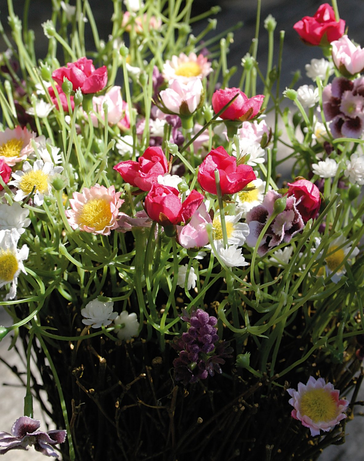 5708 001 a3 Композиция из искусственных цветов с ротангом, 28 см, разноцветная H-andreas 