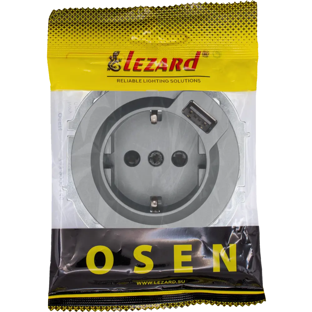 Розетка USB встраиваемая Lezard Osen с заземлением цвет серый STLM-2151915 - Вид №6
