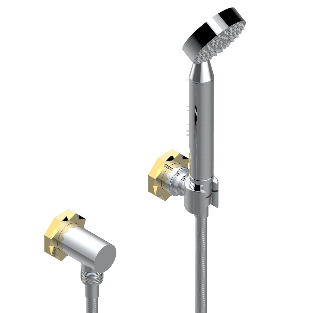 U2L-52 Душ ручной стильный встраиваемый в стену, шланг, стационарный кронштейн и колено для душа Thg-paris Nihal porcelaine bleue Хром/золото U2L 52 CAT.A