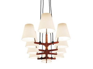 Подвесной светильник из дерева и шелка