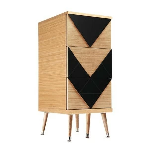 Комод с деревянными ножками и 3 ящиками черный Slim Woo WOODI  00-3965917 Бежевый;черный