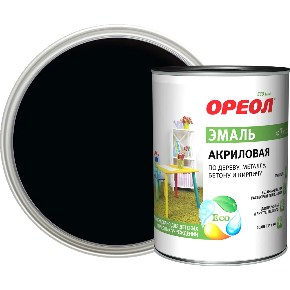 Эмаль акриловая Ореол глянцевая цвет черный 0.9 кг 84439799 STLM-2006200 
