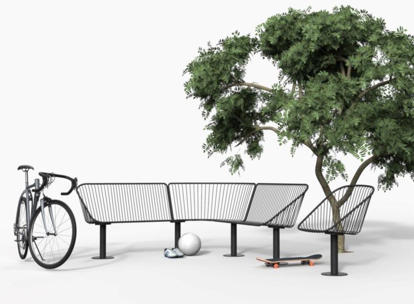 Nola Industrier Модульная скамья из стали с порошковым покрытием со спинкой sun-id-1353708 - Вид №4