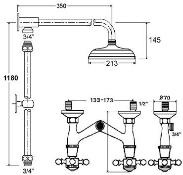 rvb Настенная термостатическая душевая стойка с душевой лейкой 1920-1921 1921.--.63 - Вид №1