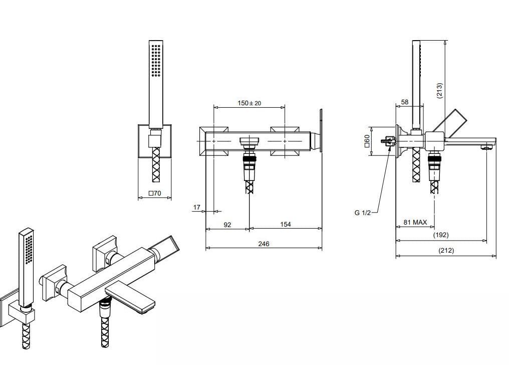 Смеситель для ванны из хромированной латуни Bugnatese ателье ARCH-00095767 - Вид №2