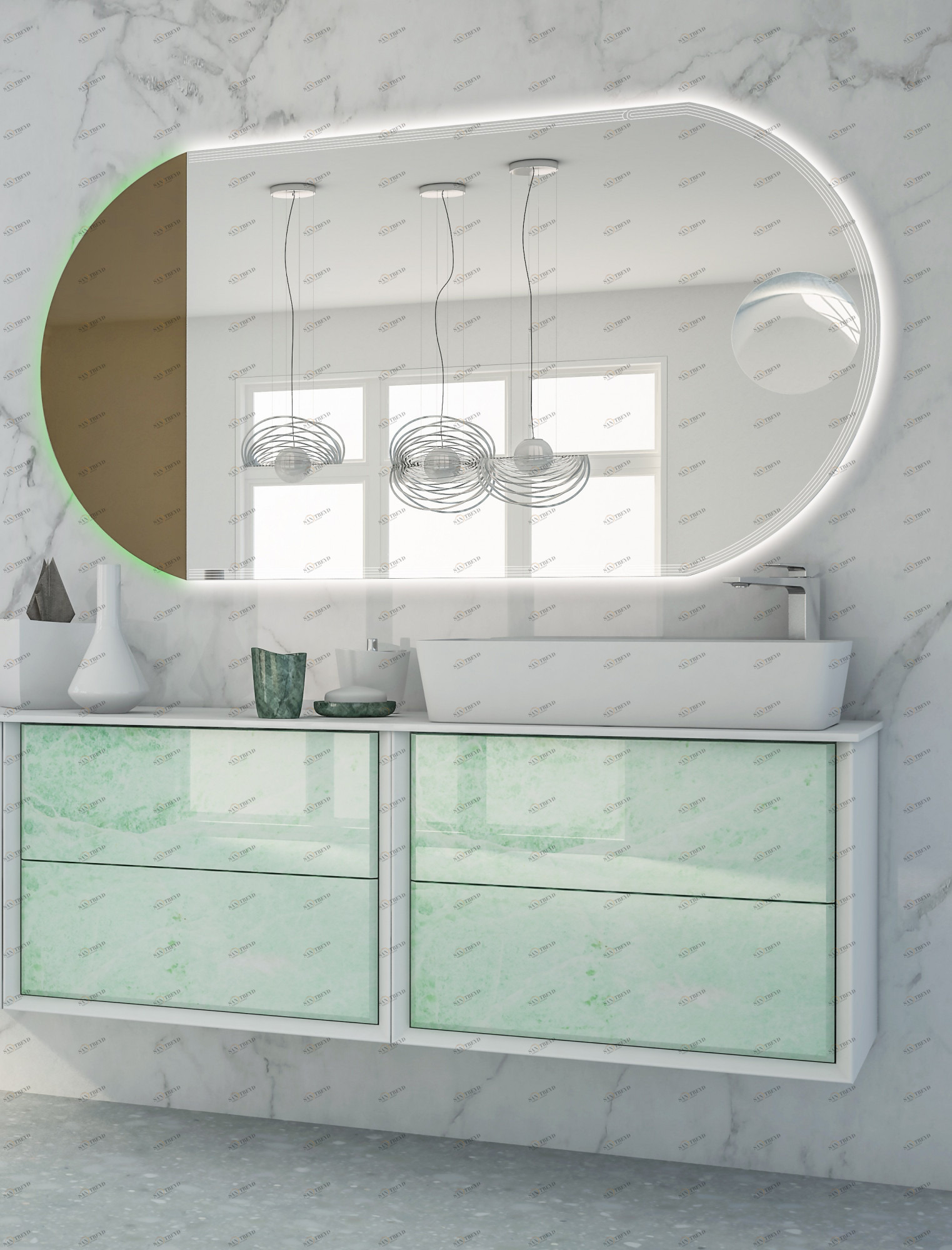 Мебель для ванной CEZARES BELLAGIO 140 Green Stone