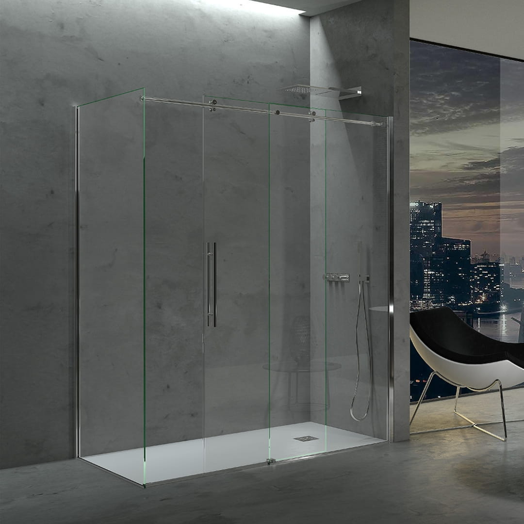 Стальная и стеклянная угловая душевая кабина с раздвижной дверью CSA Box Doccia MARTA ARCH-00110537 - Вид №1