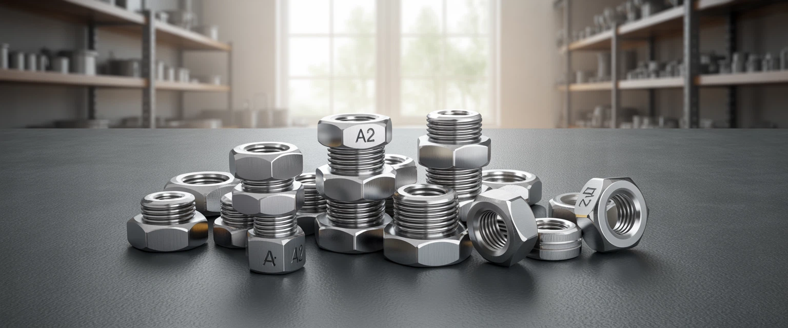 Шестигранные гайки (A2, A4) ISO 3506 (Нержавеющие) - Баннер категории