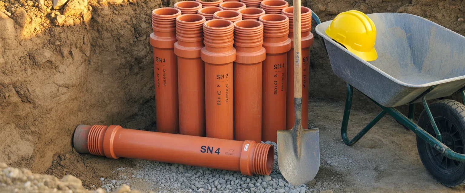 Трубы ПВХ оранжевые SN4 – для частных домов (глубина до 1,2 м) - Баннер категории